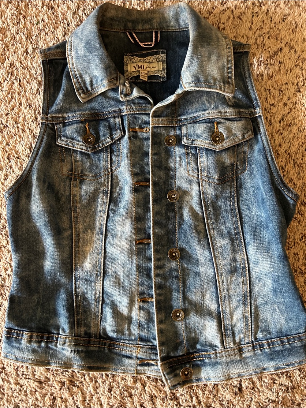 YMI Light Blue Washed Denim Vest